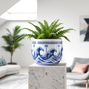 White Ceramic Flower Pot - Sea-Inspired