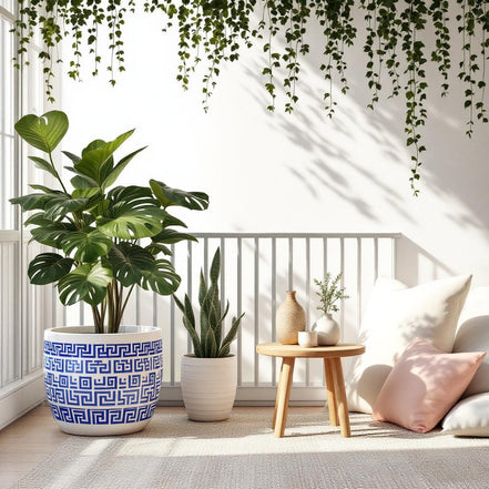 White Ceramic Flower Pot - Sea-Inspired