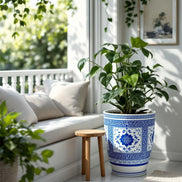 White Ceramic Flower Pot - Sea-Inspired